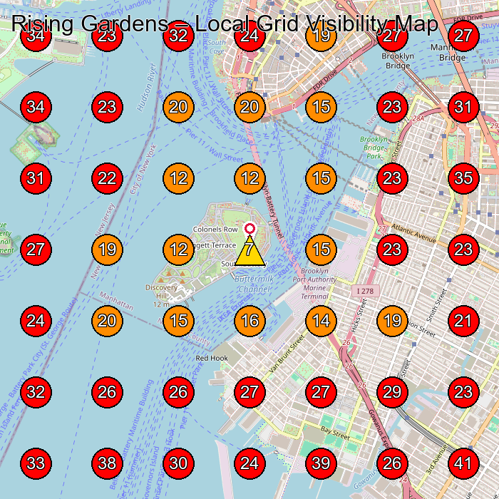 Rising Gardens GeoGrid visibility map for Landscape Designer in Brooklyn